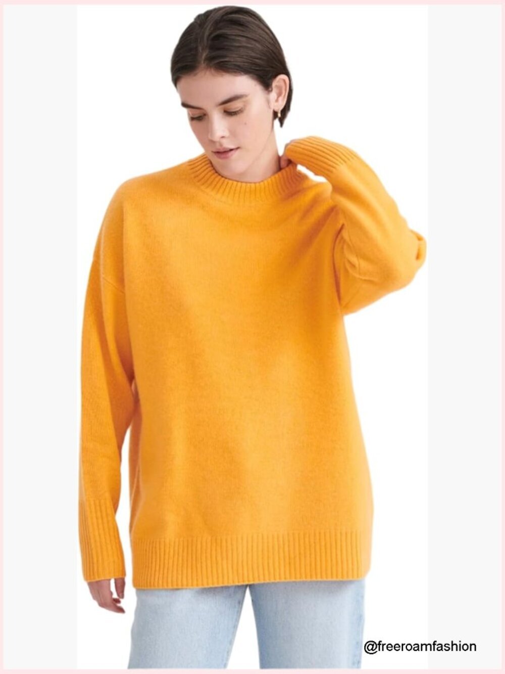Luxe Cashmere Oversized Crewneck Sweater Womens Pullover Soft Relaxed Fit Tunic